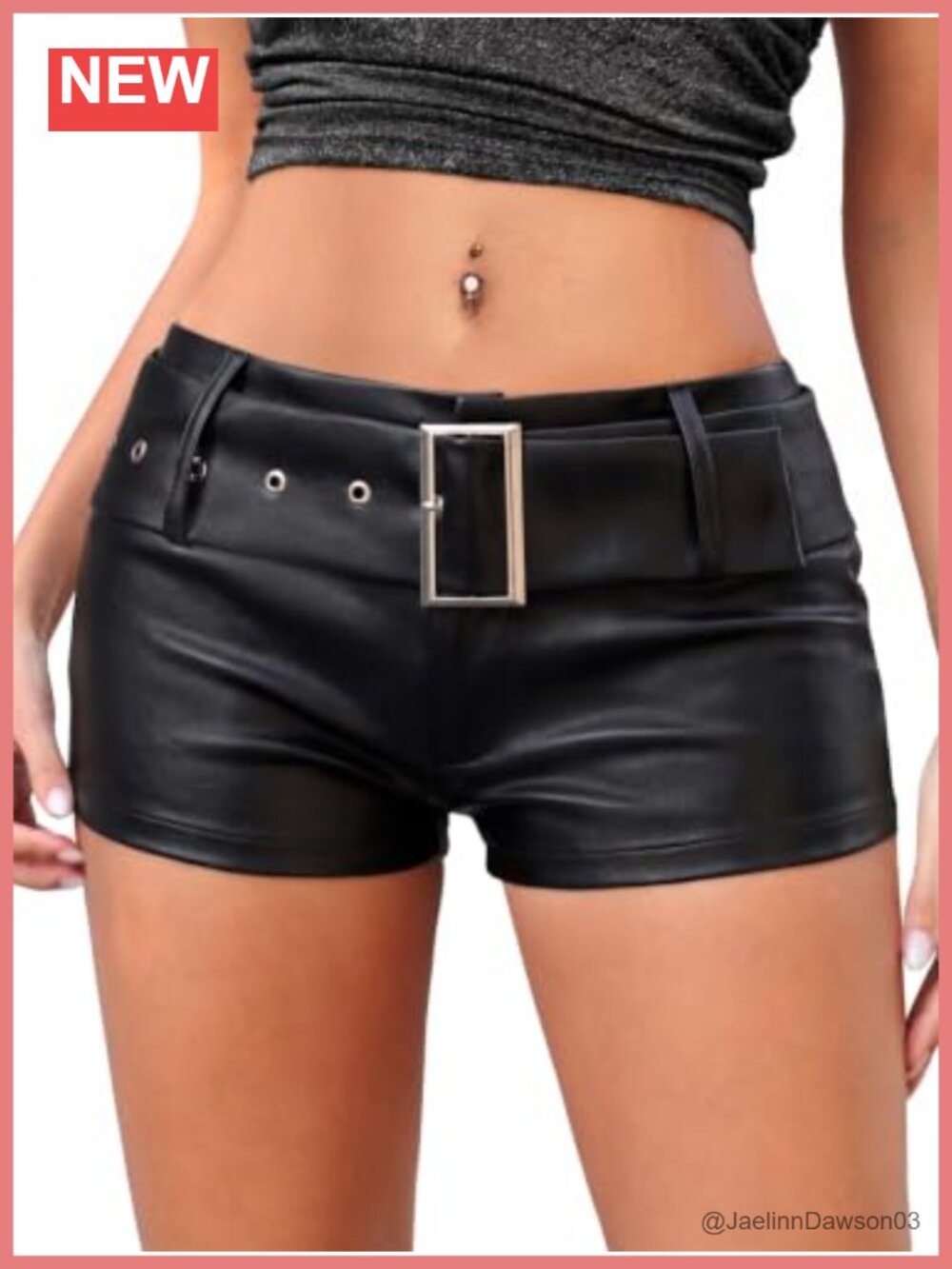 Faux Leather Low Rise Mini Shorts Body Hugging Club Outfit